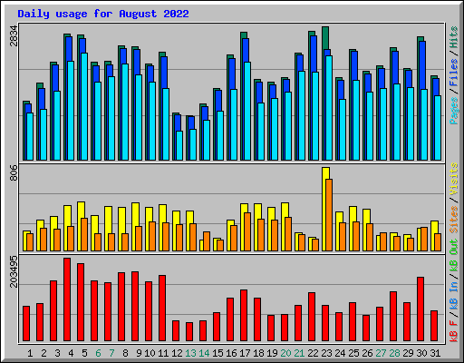 Daily usage for August 2022