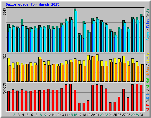 Daily usage for March 2025